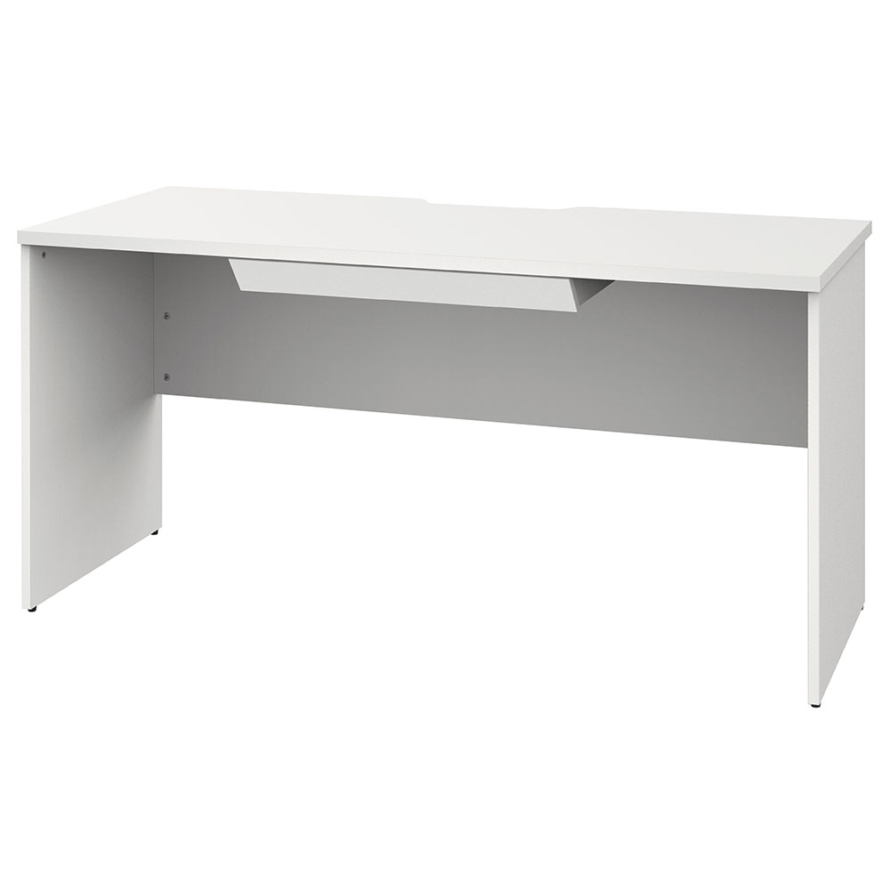 【車上渡し】アール・エフ・ヤマカワ プラン 木製デスク W1400×D600 ホワイト×ホワイト脚 (引出付) (重量：33.1kg) RFPD-1460WH-WL-DR|オフィスデスク