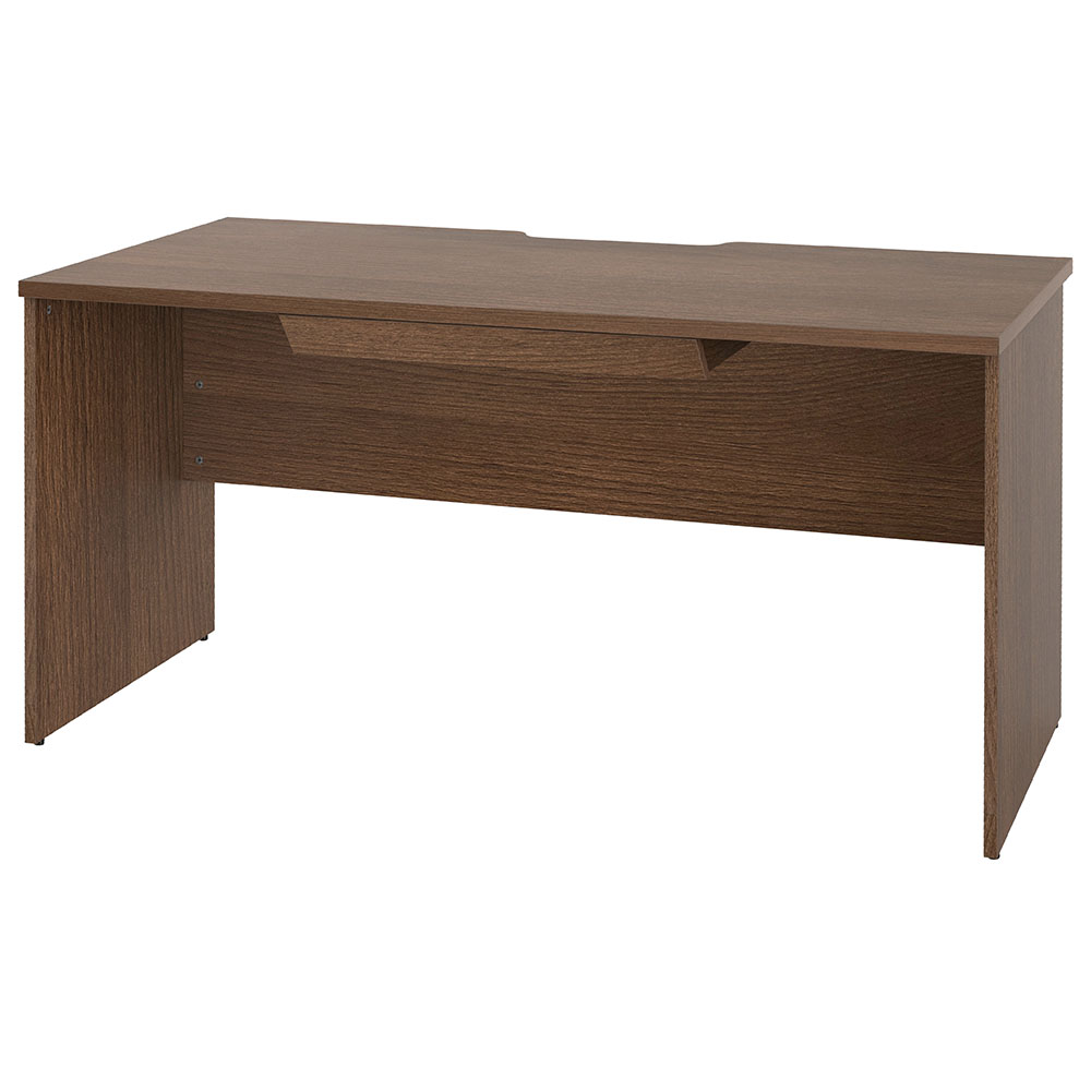 【車上渡し】アール・エフ・ヤマカワ プラン 木製デスク W1400×D700 ウォルナット×ウォルナット脚 (引出付) (重量：36.2kg) RFPD-1470DM-DL-DR|オフィスデスク