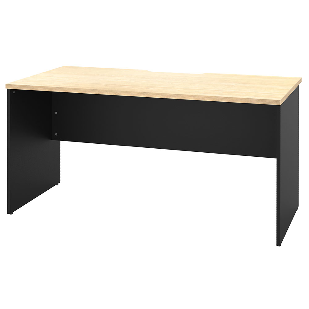 【車上渡し】アール・エフ・ヤマカワ プラン 木製デスク W1400×D700 ナチュラル×ブラック脚 (重量：32.4kg) RFPD-1470NA-BL|オフィスデスク