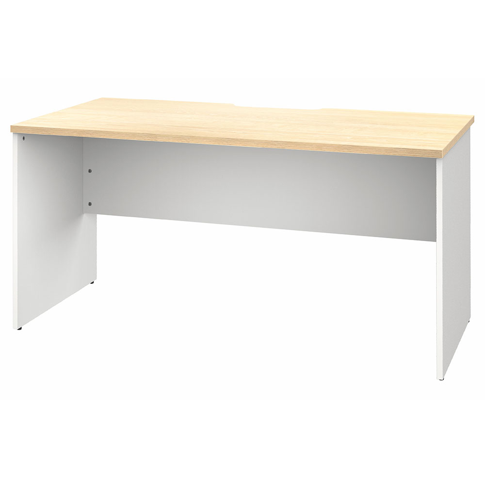 【車上渡し】アール・エフ・ヤマカワ プラン 木製デスク W1400×D700 ナチュラル×ホワイト脚 (重量：32.4kg) RFPD-1470NA-WL|オフィスデスク