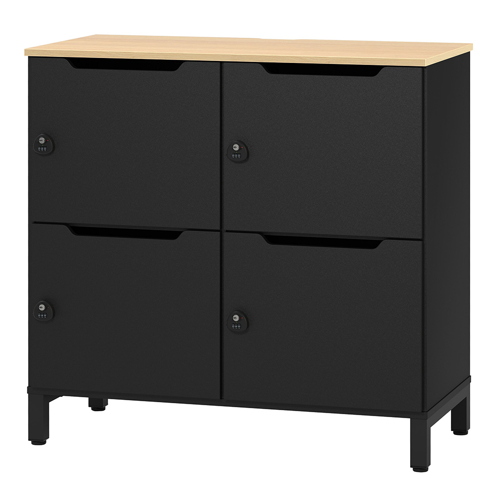 アール・エフ・ヤマカワ パーソナルロッカー 2列2段 ブラック×ブラック扉 (重量：55kg) RFPL-22BK-BKD|ロッカー