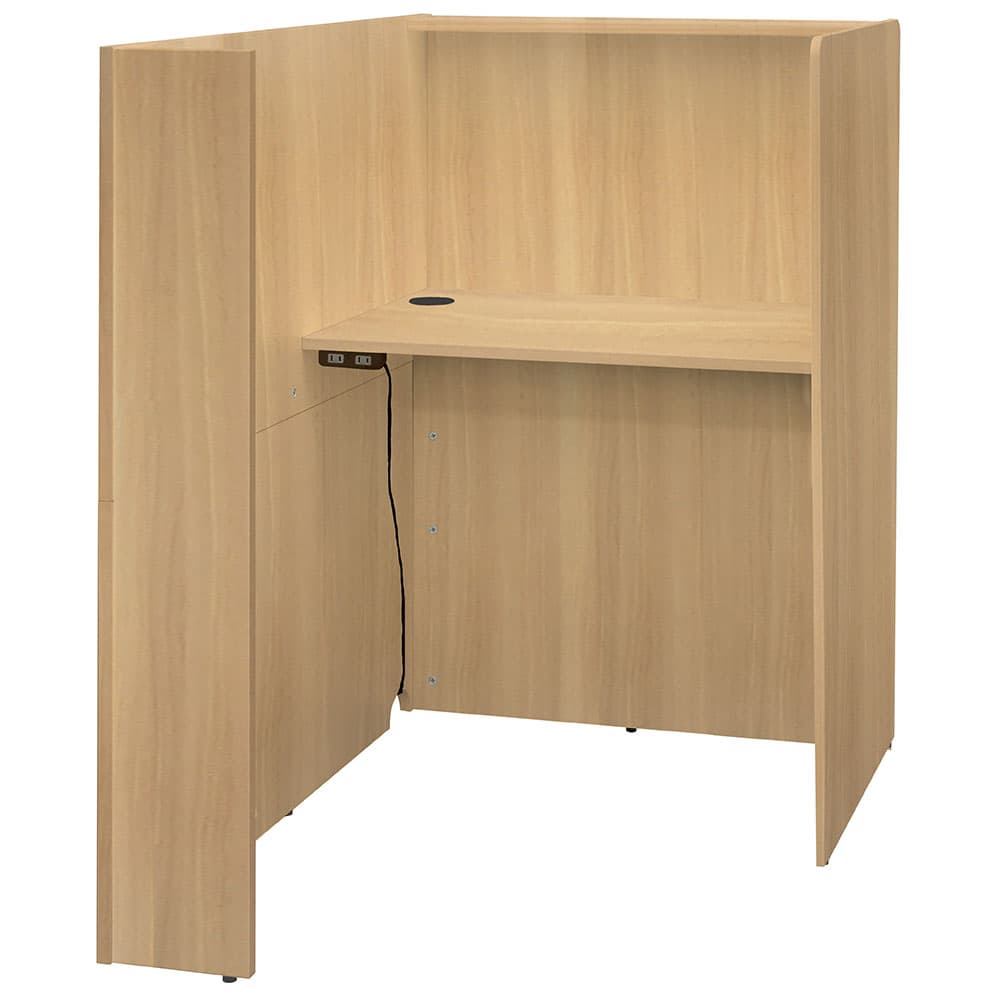 アール・エフ・ヤマカワ パーソナルブース W836×D1200 オーク 2ヶ口コンセント付 (重量：50.5kg) RFPSB-0812OA-NC|オフィスデスク