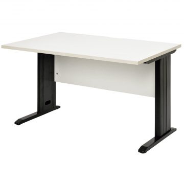 【車上渡し】アール・エフ・ヤマカワ アソート スチール脚デスク W1200×D700 ホワイト ブラック脚 (重量：25.7kg) RFSLD-1270WH-BL|オフィスデスク