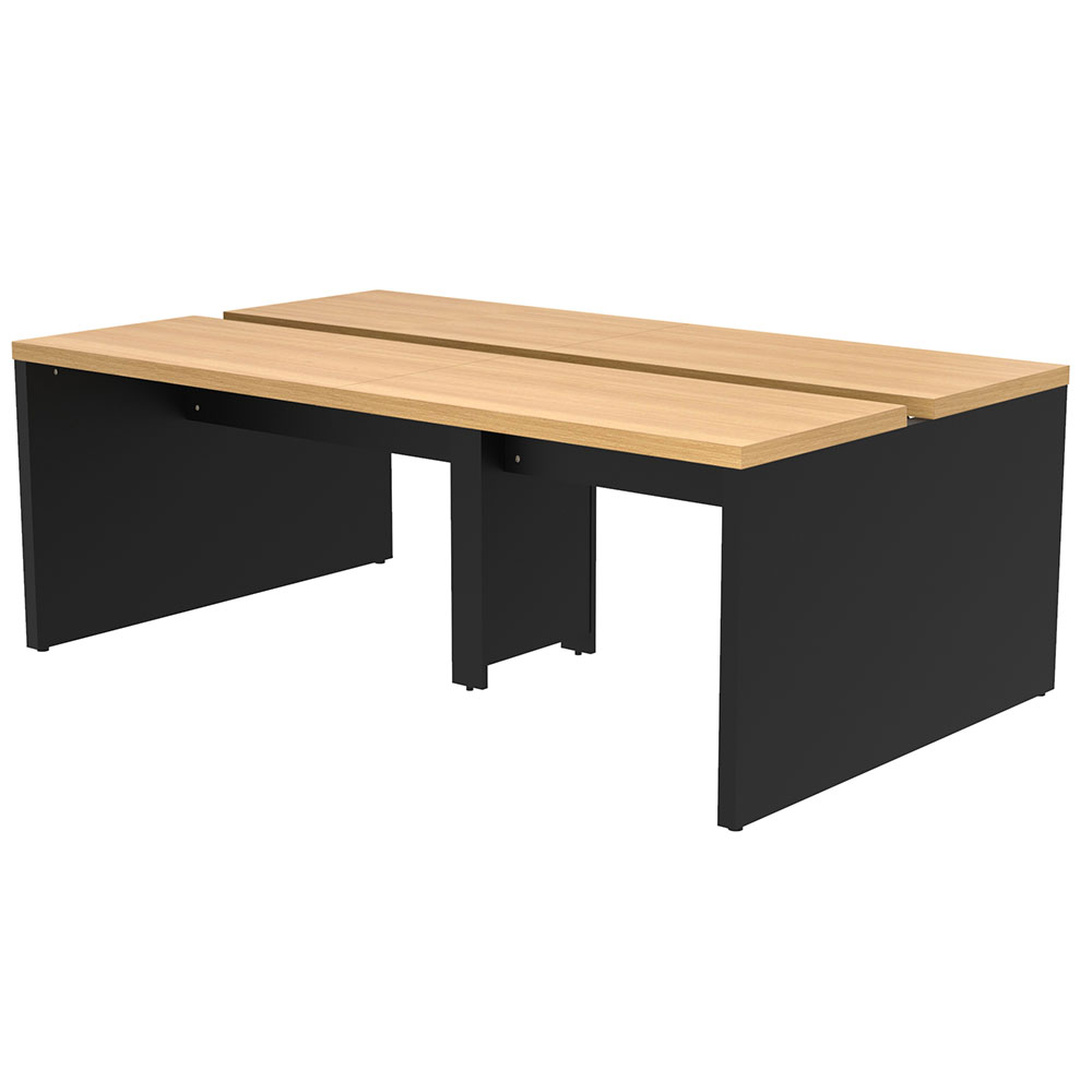 【車上渡し】アール・エフ・ヤマカワ ソリード フリーアドレス用デスクII W2000×D1200 オーク×ブラック脚 (重量：80kg) RFTFT2-2012OA-BL|オフィスデスク