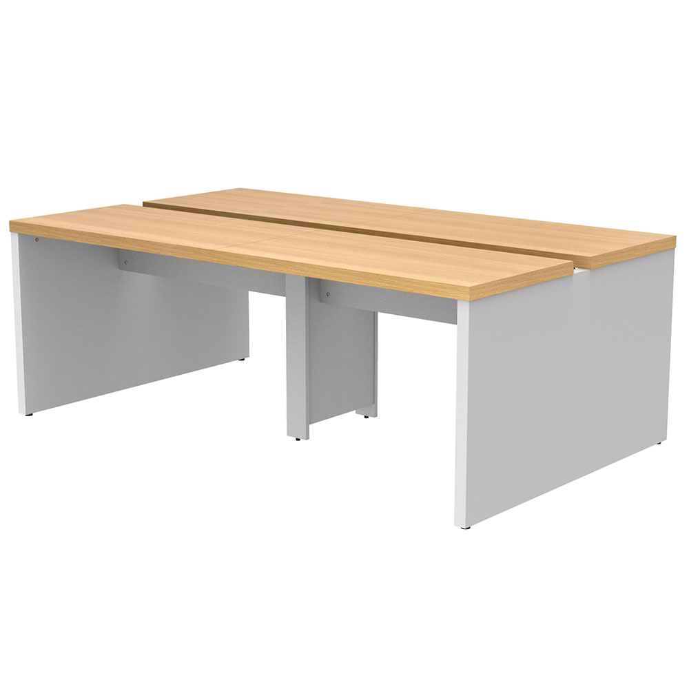 【車上渡し】アール・エフ・ヤマカワ ソリード フリーアドレス用デスクII W2000×D1200 オーク×ホワイト脚 (重量：80kg) RFTFT2-2012OA-WL|オフィスデスク