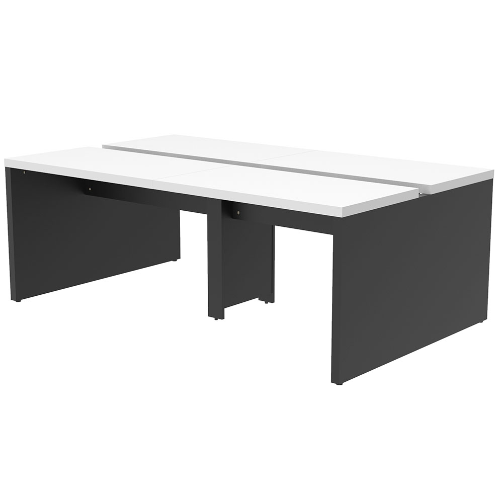 【車上渡し】アール・エフ・ヤマカワ ソリード フリーアドレス用デスクII W2000×D1200 ホワイト×ブラック脚 (重量：80kg) RFTFT2-2012WH-BL|オフィスデスク