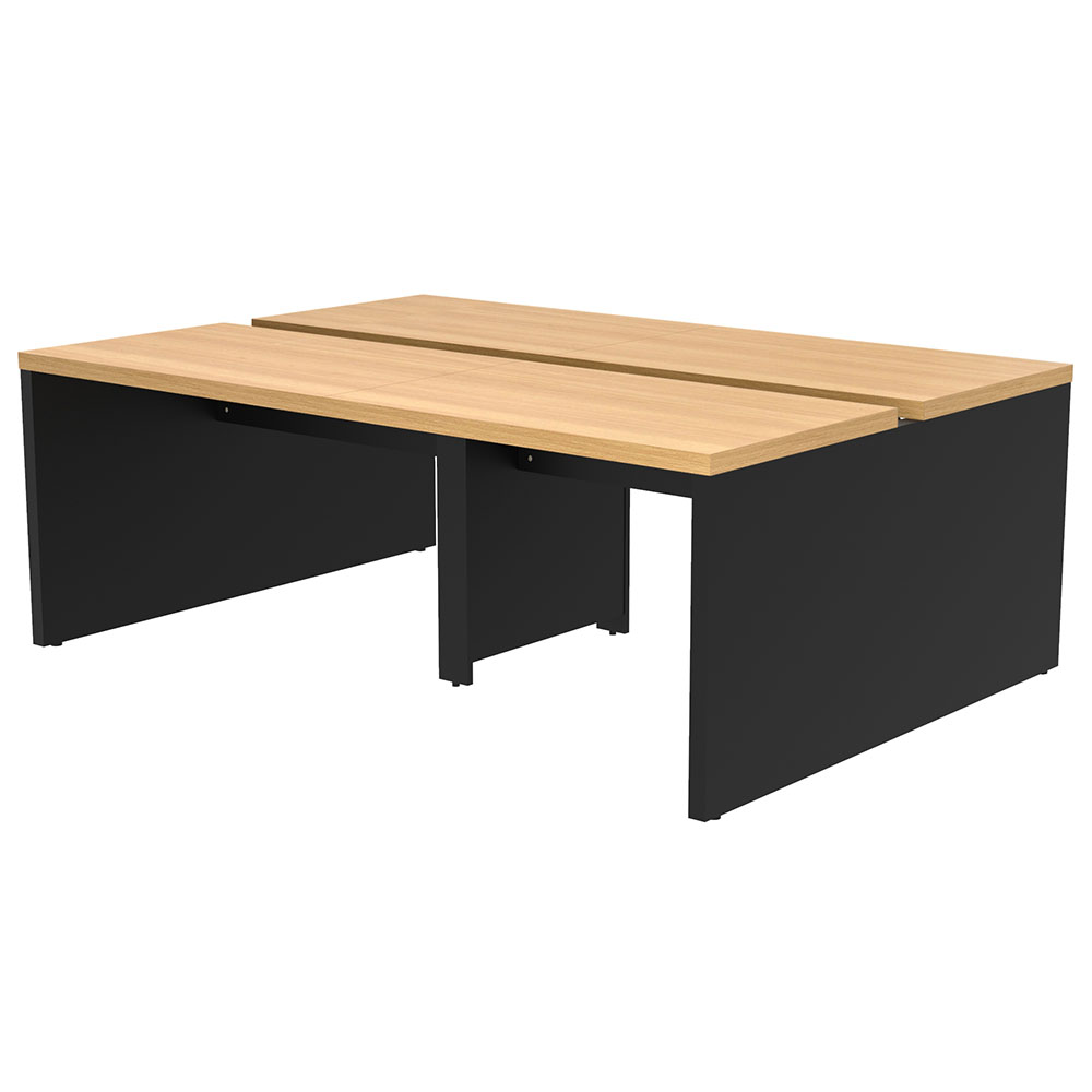 【車上渡し】アール・エフ・ヤマカワ ソリード フリーアドレス用デスクII W2000×D1400 オーク×ブラック脚 (重量：92kg) RFTFT2-2014OA-BL|オフィスデスク