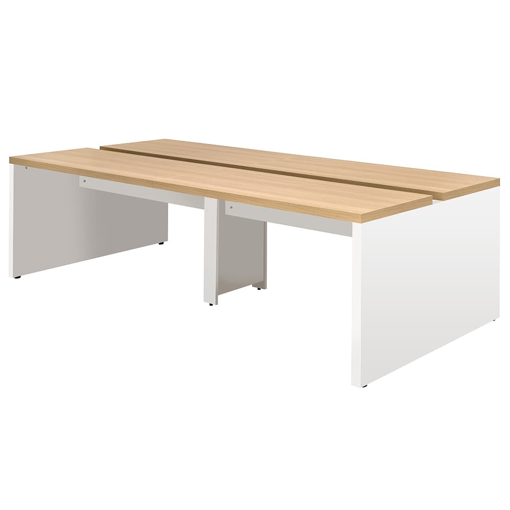 【車上渡し】アール・エフ・ヤマカワ ソリード フリーアドレス用デスクII W2400×D1200 オーク×ホワイト脚 (重量：92kg) RFTFT2-2412OA-WL|オフィスデスク