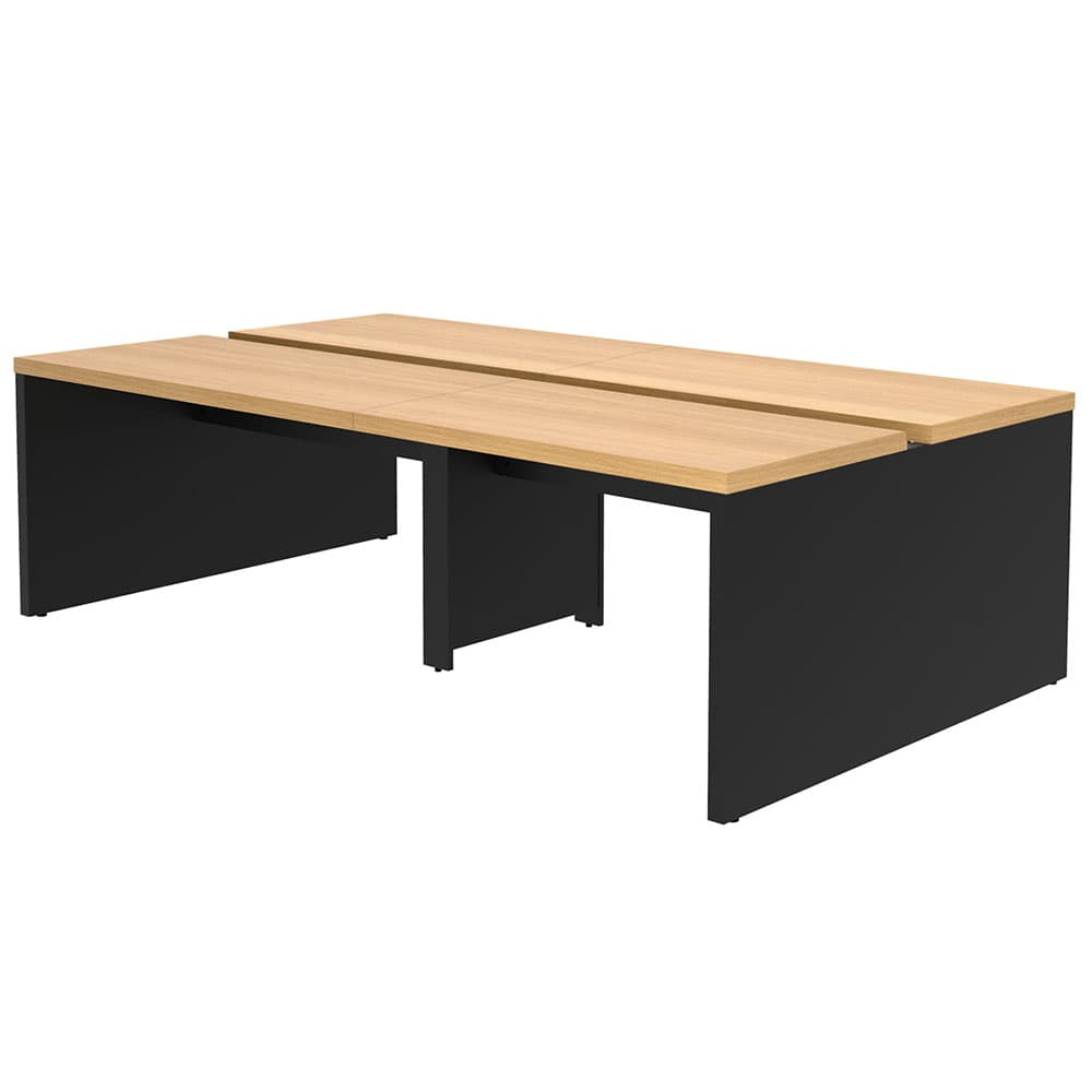 【車上渡し】アール・エフ・ヤマカワ ソリード フリーアドレス用デスクII W2400×D1400 ホワイト×ブラック脚 (重量：103kg) RFTFT2-2414WH-BL|オフィスデスク