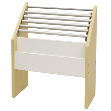 【車上渡し】アール・エフ・ヤマカワ ウッディ 木製新聞掛け ナチュラル×ホワイト スナップタイプ (重量：12.3kg) SHSK-001NW|その他オフィス家具