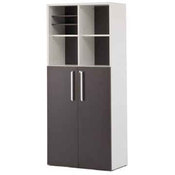 アール・エフ・ヤマカワ プリーマIII 木製格子型シェルフ2列5段 グレーII共通扉付 グレーIIバック  SHWKS3-25LDGY2