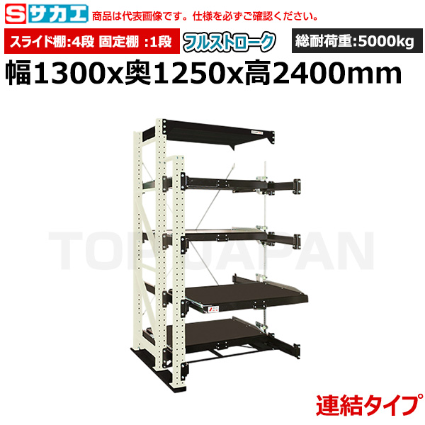 【車上渡し】サカエ SAKAE スライドラック（フルストローク 連結タイプ) FSR10-2404RW|【オフィス家具】