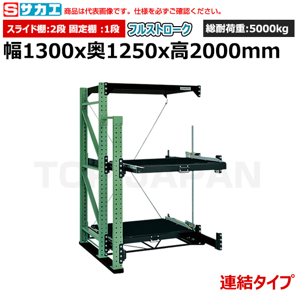 【車上渡し】サカエ SAKAE スライドラック（フルストローク 連結タイプ) SDR-23FRG|【オフィス家具】