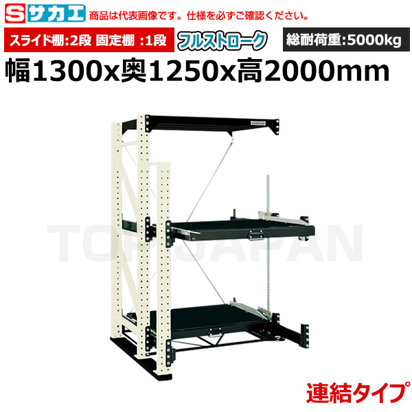 【車上渡し】サカエ SAKAE スライドラック（フルストローク 連結タイプ) SDR-23FRW|【オフィス家具】
