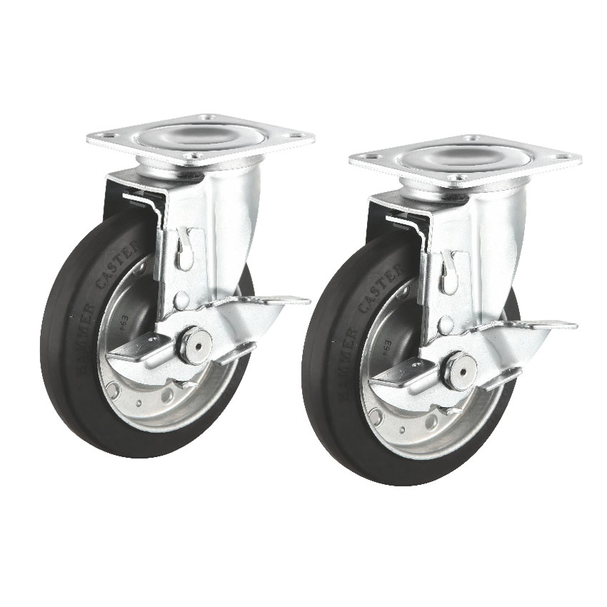 サンワサプライ 汎用キャスター　125mm径　2個セット　(フリー　ストッパー付き) (CST-125ER-FRST2)|その他店舗用品