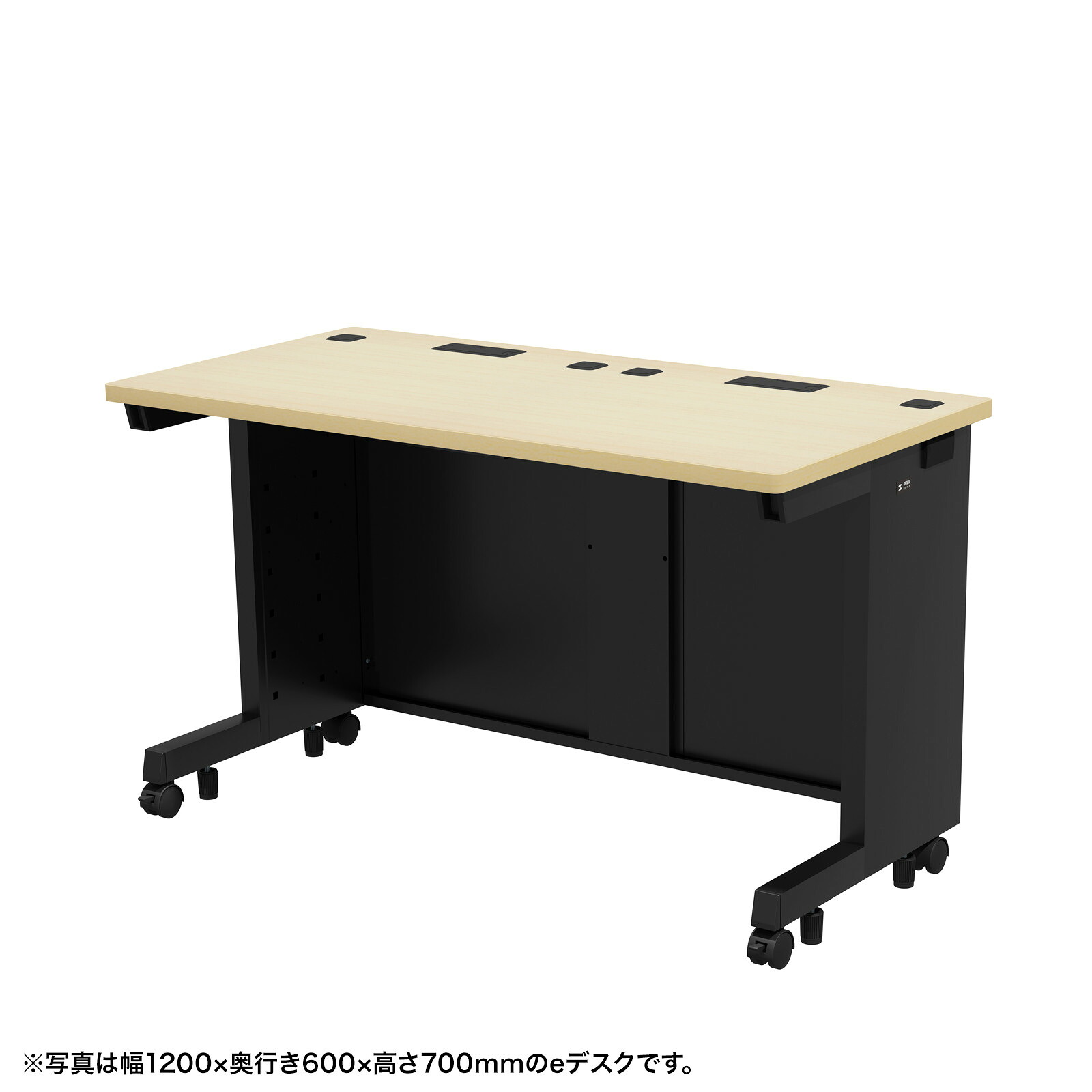 (受注生産品) サンワサプライ eデスク(ブラック+薄い木目)W1200×D600×H720 (ED-SK12060BKLM72) ※お客様組立品