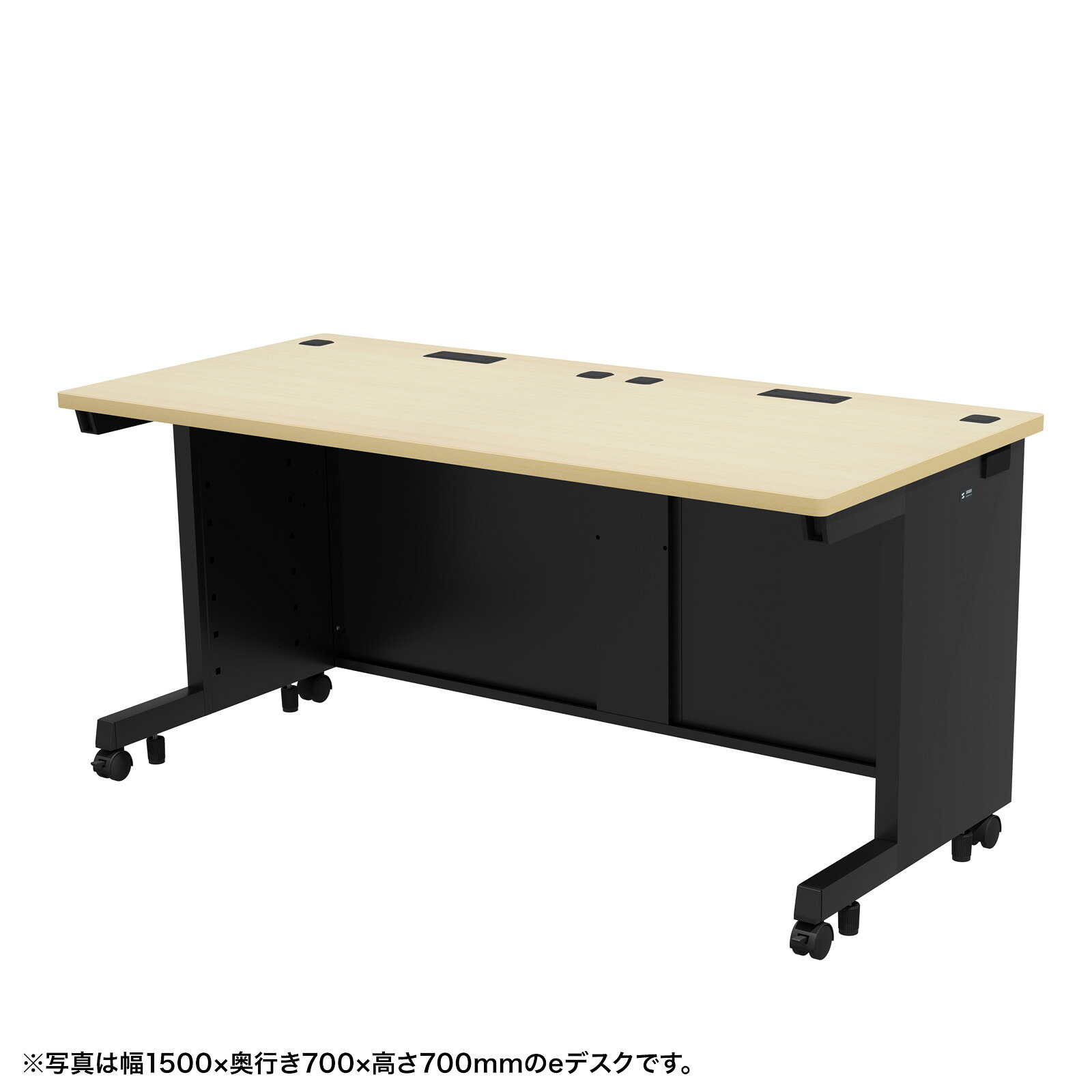 (受注生産品) サンワサプライ eデスク(ブラック+薄い木目)W1550×D800×H720 (ED-SK15580BKLM72) ※お客様組立品|オフィスデスク