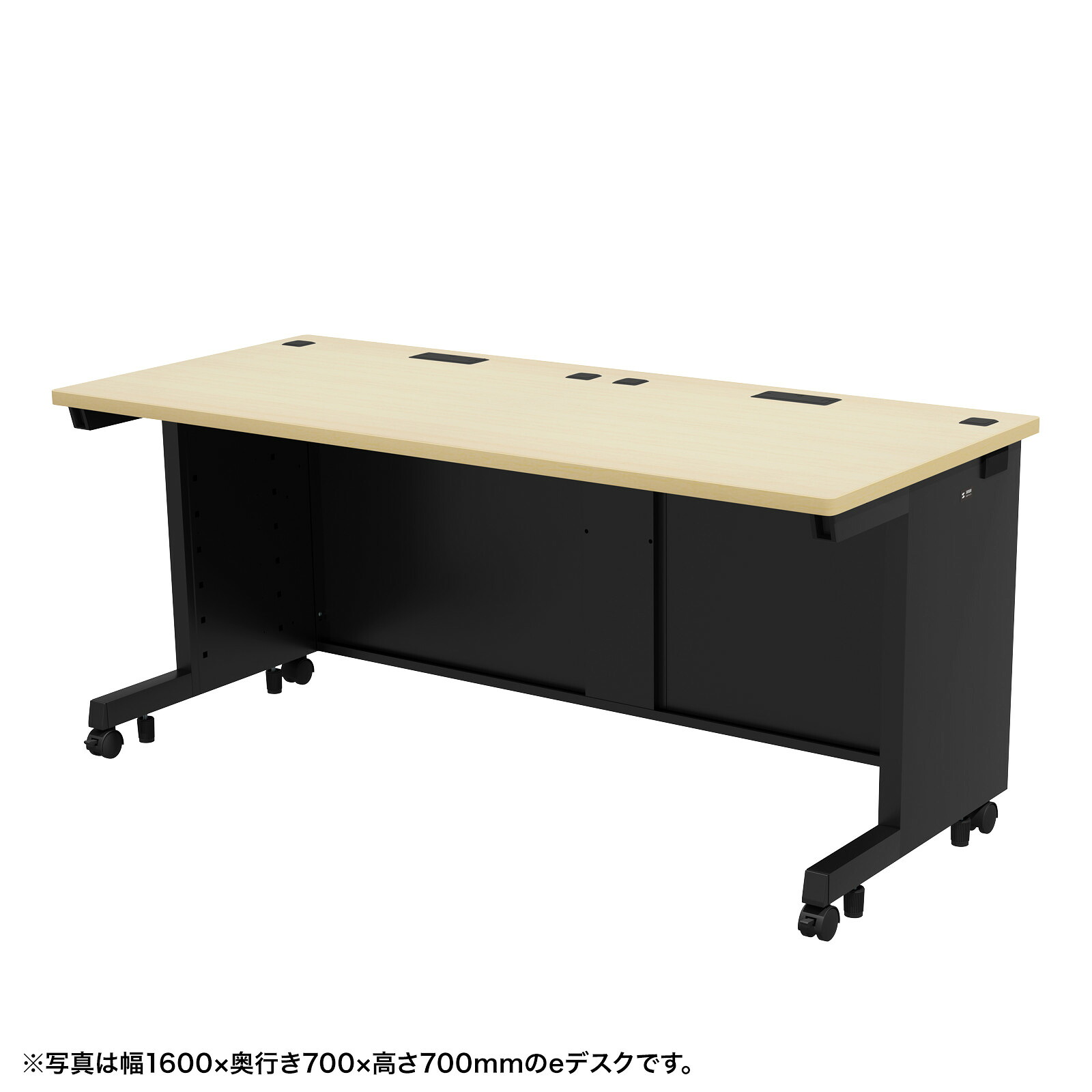 (受注生産品) サンワサプライ eデスク(ブラック+薄い木目)W1600×D800×H720 (ED-SK16080BKLM72) ※お客様組立品|オフィスデスク