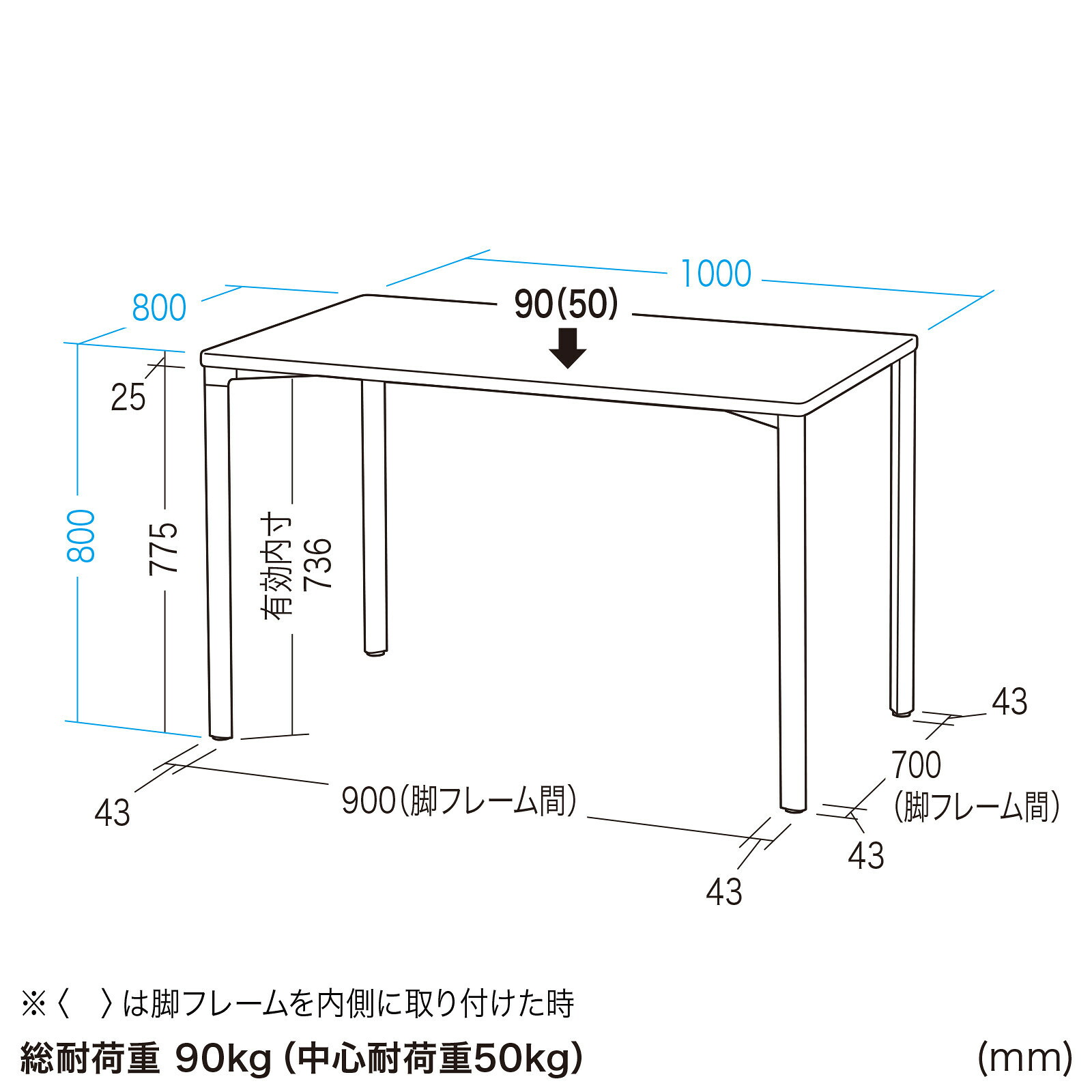 (受注生産品) サンワサプライ eテーブル(ブラック+薄い木目)W1000×D800×H800 (MEF-10080BKLM80) ※お客様組立品|会議用・ミーテングテーブル