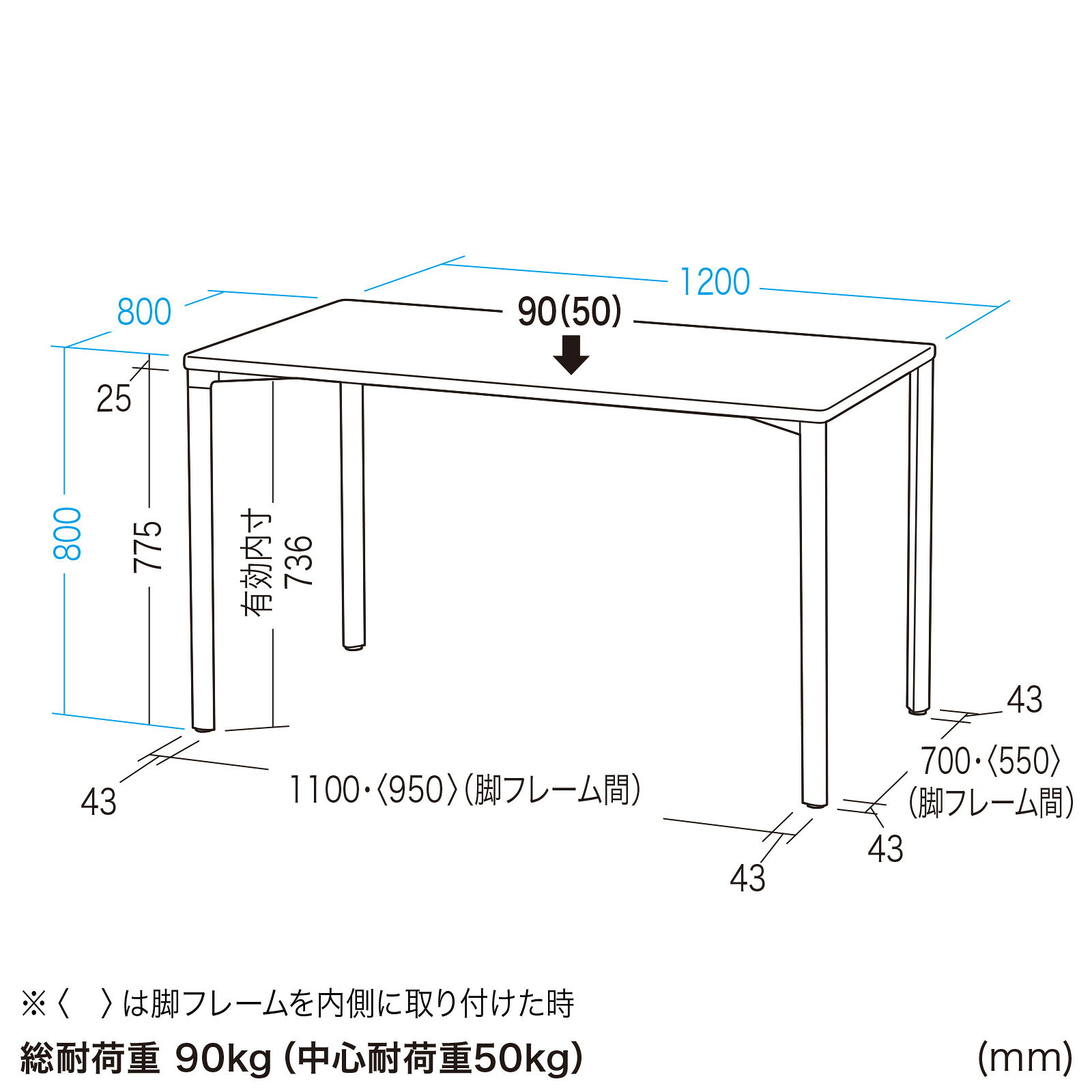 (受注生産品) サンワサプライ eテーブル(ブラック+薄い木目)W1200×D800×H800 (MEF-12080BKLM80) ※お客様組立品|会議用・ミーテングテーブル