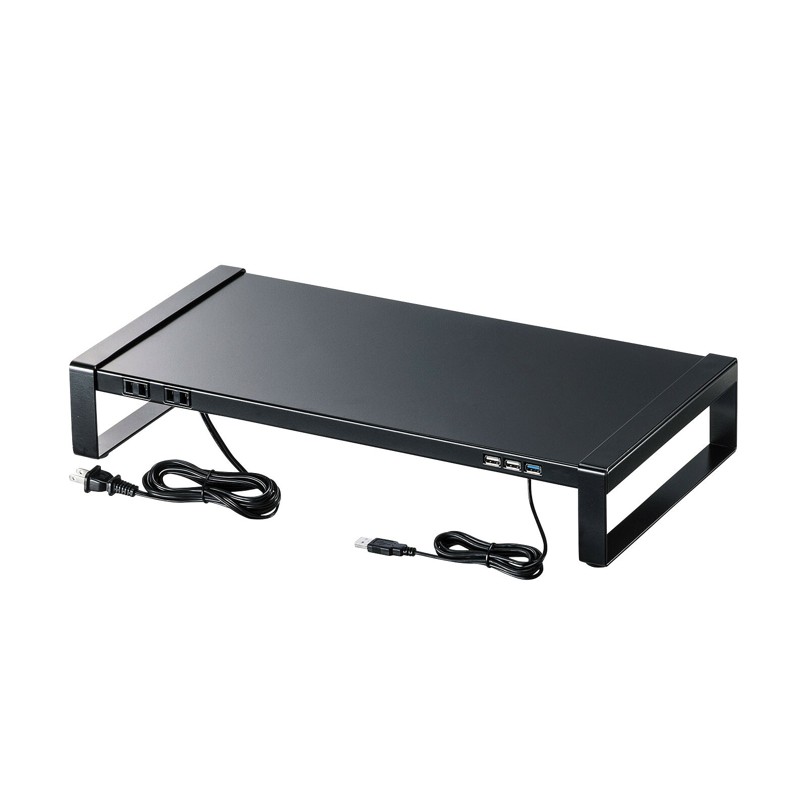 サンワサプライ 電源タップ＋USBハブ付き机上ラック（W500) (MR-LC204BKN) ※完成品|その他店舗用品
