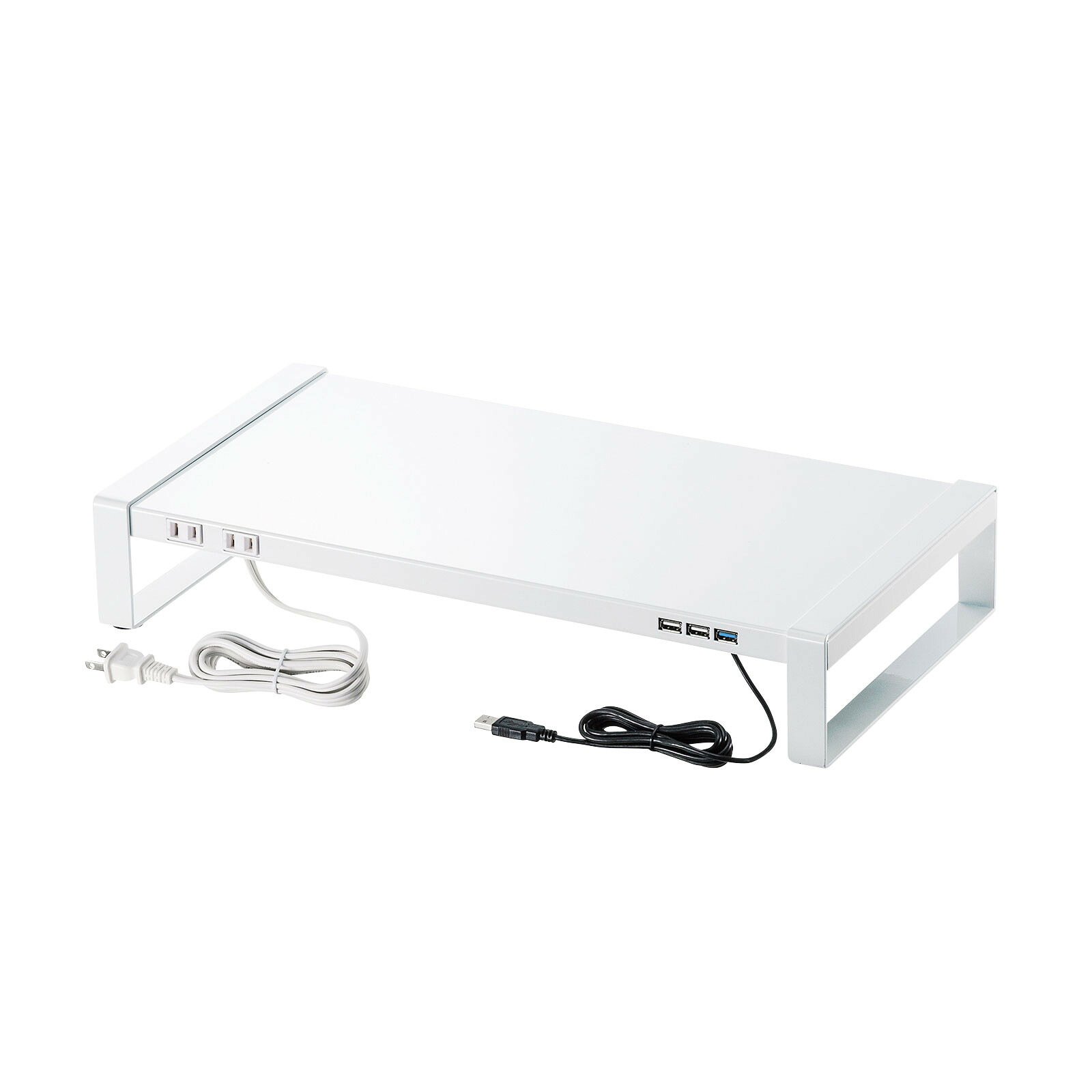 サンワサプライ 電源タップ＋USBハブ付き机上ラック（W500) (MR-LC204WN) ※完成品|その他店舗用品
