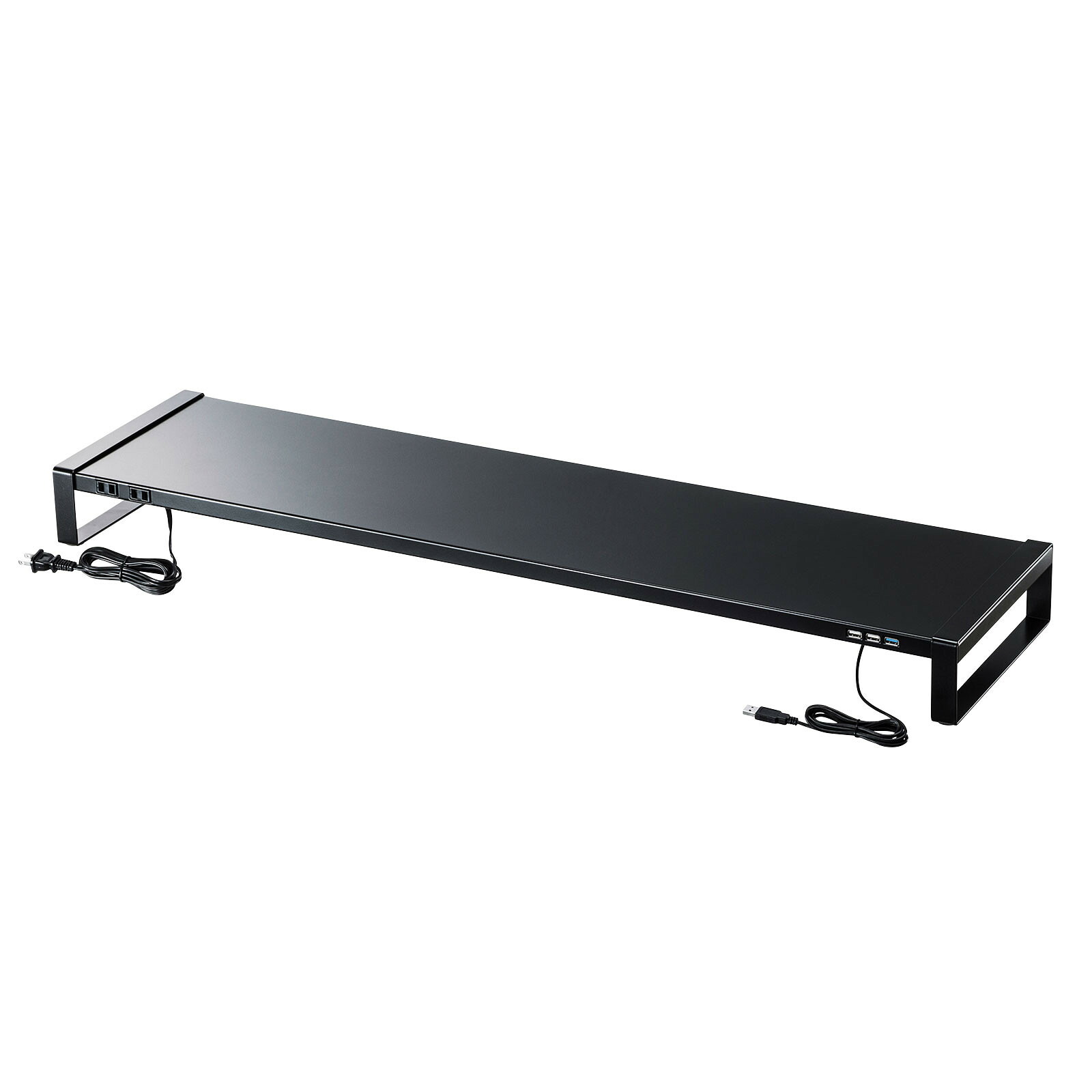 サンワサプライ 電源タップ＋USBハブ付き机上ラック（W1000) (MR-LC206BKN) ※完成品|その他店舗用品