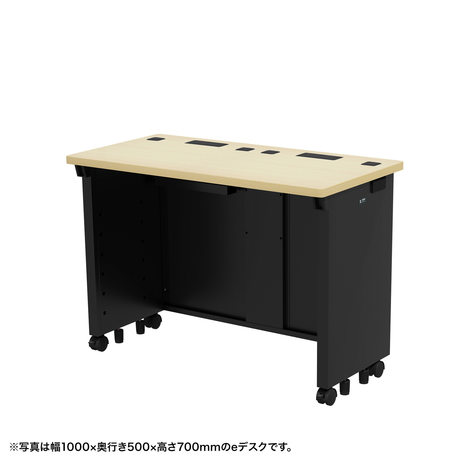 (受注生産品) サンワサプライ eデスク(ブラック+薄い木目)W1000×D500×H720 (ED-SK10050BKLM72) ※お客様組立品