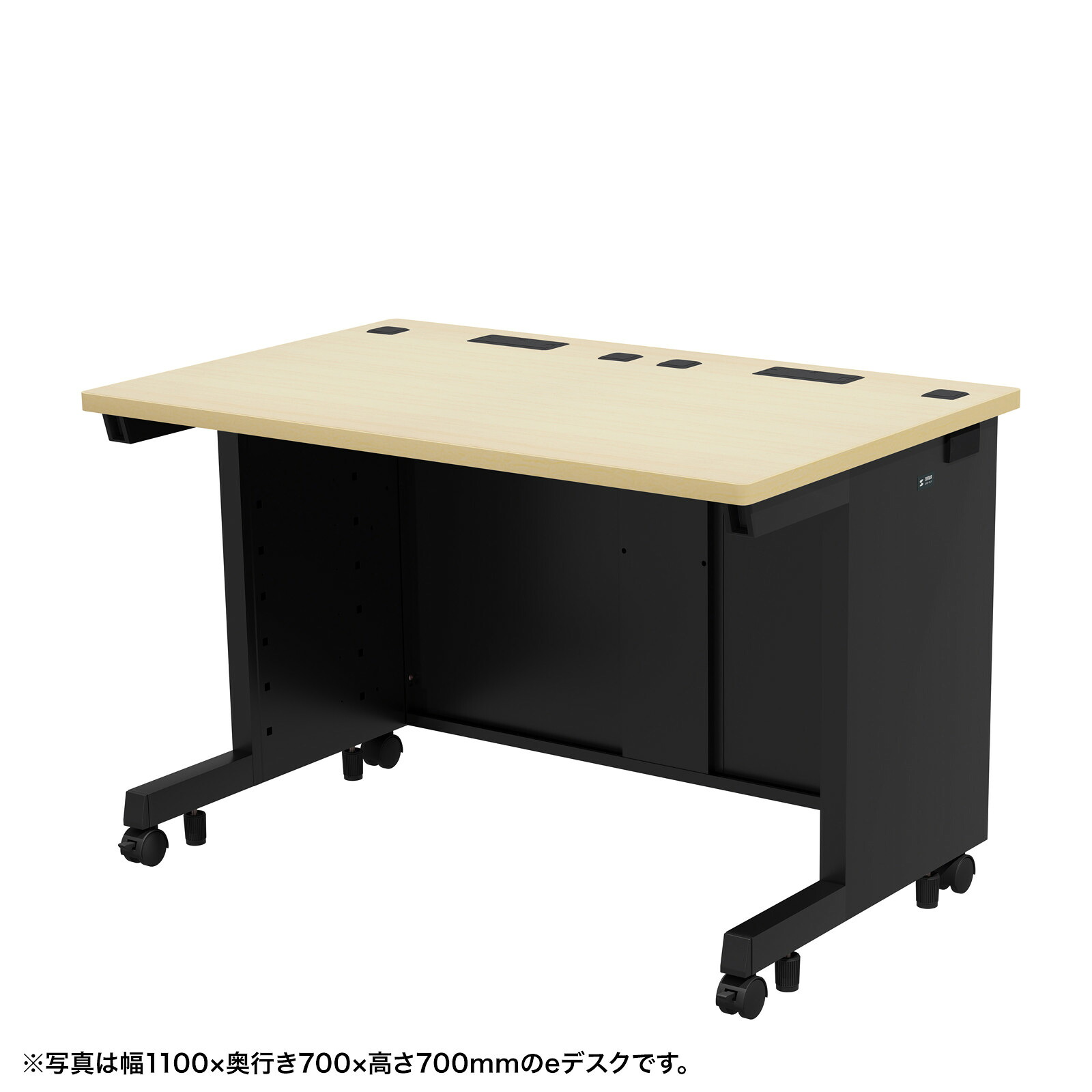 (受注生産品) サンワサプライ eデスク(ブラック+薄い木目)W1150×D600×H720 (ED-SK11560BKLM72) ※お客様組立品