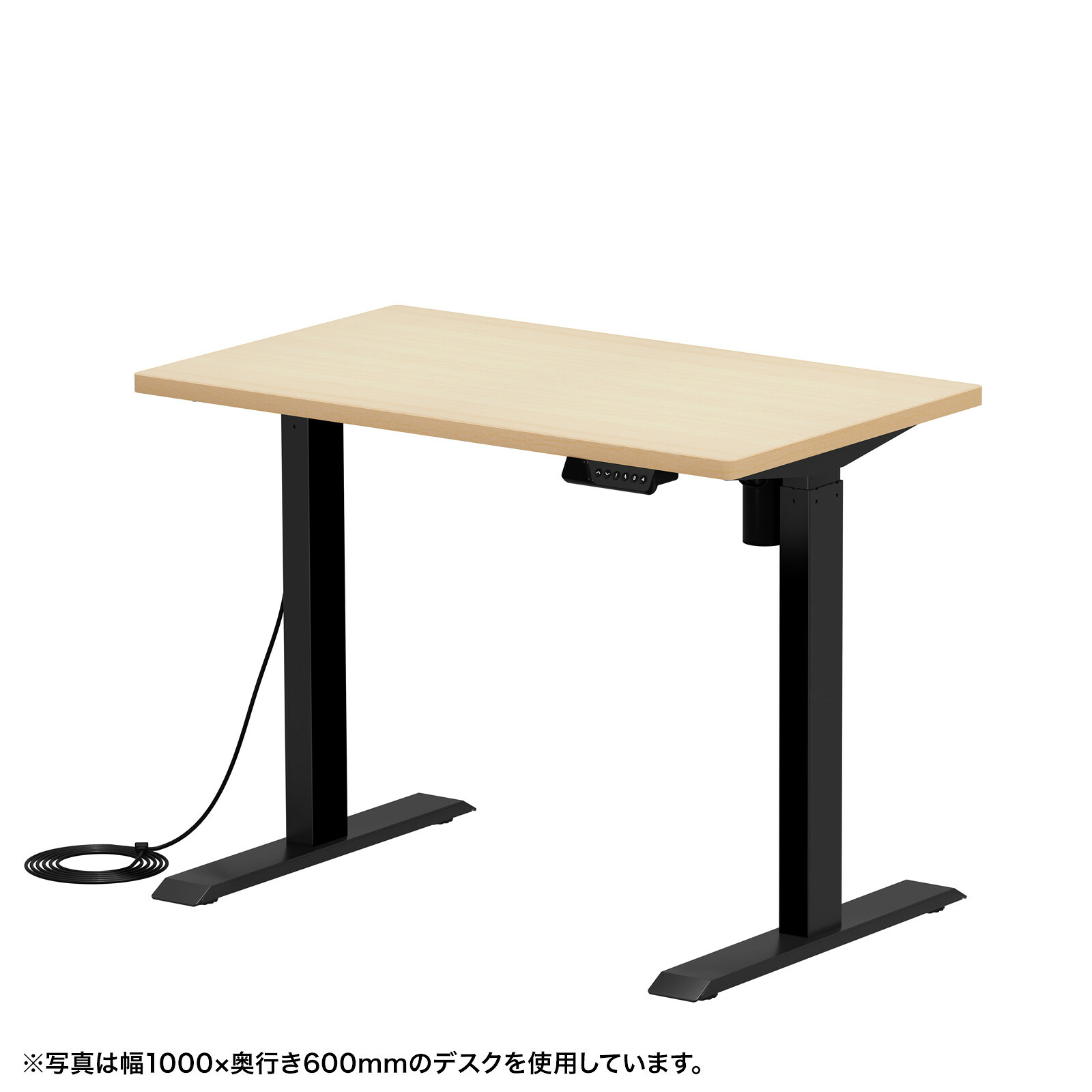 (受注生産品) サンワサプライ e電動昇降デスク(ブラック+薄い木目)W1050×D700 (ERD-ER10570BKLM) ※お客様組立品