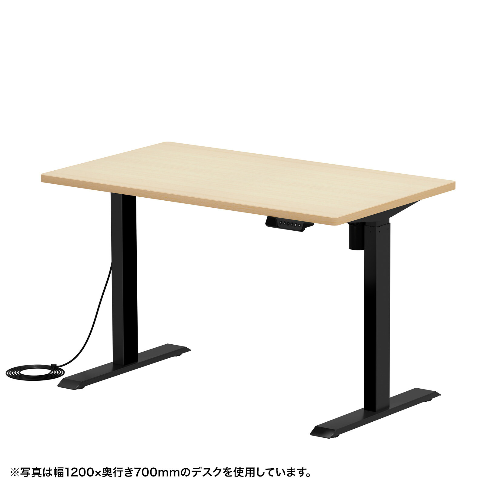 (受注生産品) サンワサプライ e電動昇降デスク(ブラック+薄い木目)W1150×D600 (ERD-ER11560BKLM) ※お客様組立品