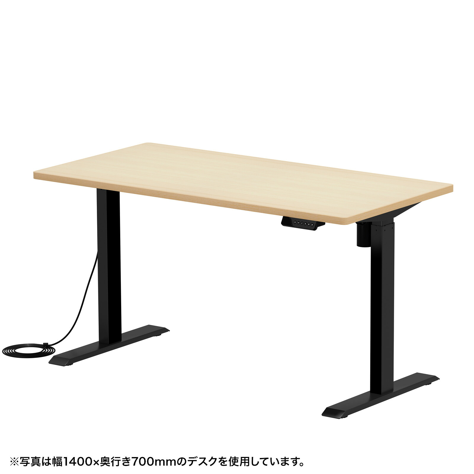 (受注生産品) サンワサプライ e電動昇降デスク(ブラック+薄い木目)W1400×D600 (ERD-ER14060BKLM) ※お客様組立品
