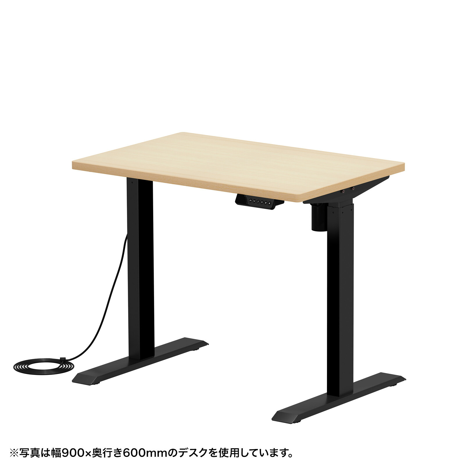 (受注生産品) サンワサプライ e電動昇降デスク(ブラック+薄い木目)W900×D650 (ERD-ER9065BKLM) ※お客様組立品