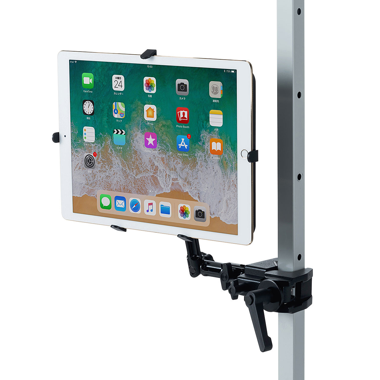 サンワサプライ 9.7～13インチ対応iPad・タブレット用支柱取付けアーム (CR-LATAB27)