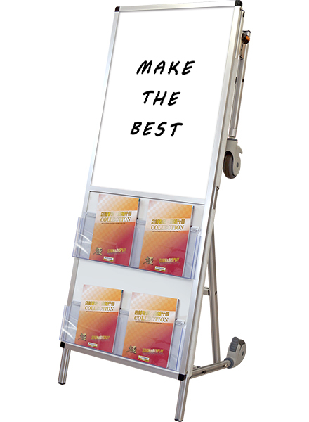 常磐精工 フリースタンド サポートサイン ニューストレッチャー ホワイトボード(下部カタログケース2段) SPS-NTANKA-WBKC|【店舗用品】