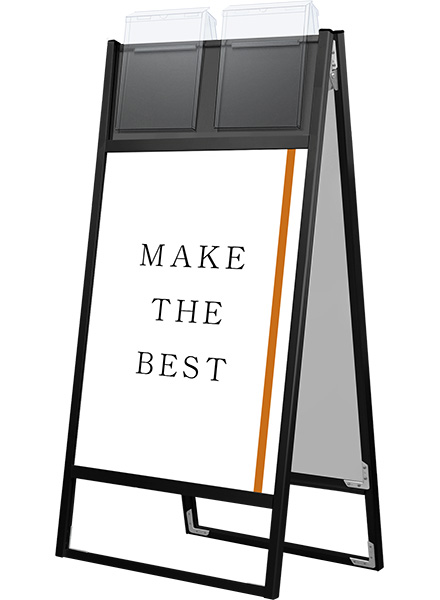 常磐精工 ポスタースタンド ブラックフラットオープンスタンド看板カタログケース付A1両面 BFOSKK-A1R-G|【店舗用品】