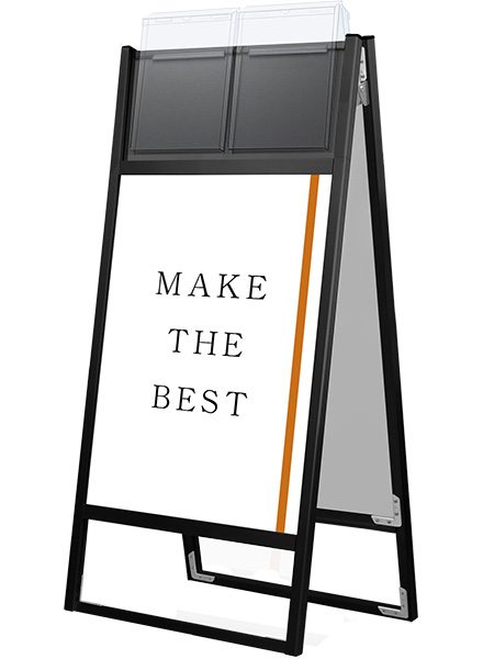 常磐精工 ポスタースタンド ブラックフラットオープンスタンド看板カタログケース付B2両面 BFOSKK-B2R-G|【店舗用品】