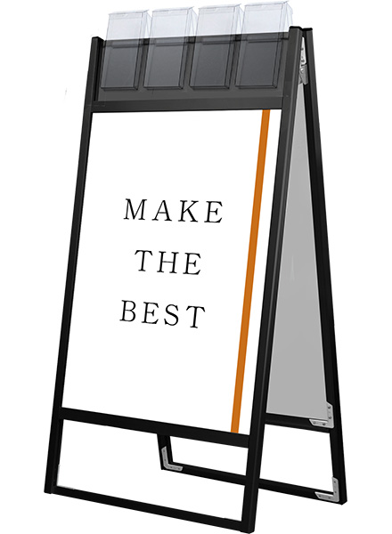 常磐精工 ポスタースタンド ブラックフラットオープンスタンド看板パンフレットケース付A1両面 BFOSKP-A1R-G|【店舗用品】