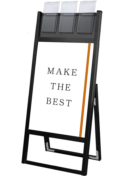 常磐精工 ポスタースタンド ブラックフラットオープンスタンド看板パンフレットケース付A2片面 BFOSKP-A2K-G|【店舗用品】