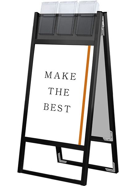 常磐精工 ポスタースタンド ブラックフラットオープンスタンド看板パンフレットケース付A2両面 BFOSKP-A2R-G|【店舗用品】