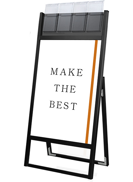 常磐精工 ポスタースタンド ブラックフラットオープンスタンド看板パンフレットケース付B2片面 BFOSKP-B2K-G|【店舗用品】