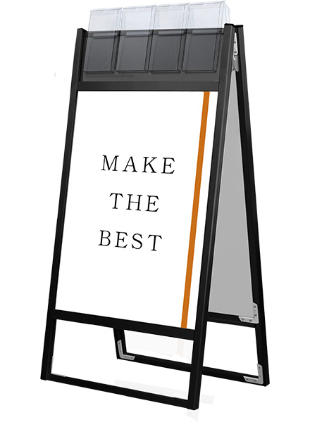 常磐精工 ポスタースタンド ブラックフラットオープンスタンド看板パンフレットケース付B2両面 BFOSKP-B2R-G|【店舗用品】