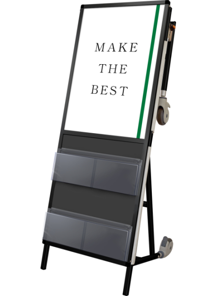 常磐精工 フリースタンド ブラックサポートサイン ニューストレッチャー アクリルカバー(下部カタログケース2段) BSPS-NTANKA-ACKC|【店舗用品】