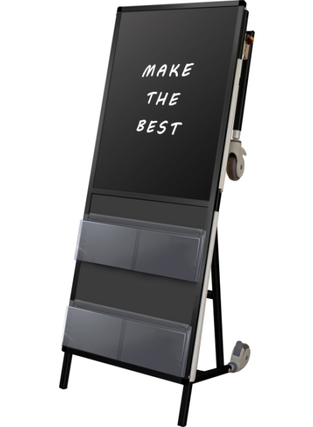 常磐精工 フリースタンド ブラックサポートサイン ニューストレッチャー ブラックボード(下部カタログケース2段) BSPS-NTANKA-BBKC|【店舗用品】