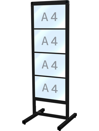 常磐精工 ブラックバリウスカードケースメッセージスタンド A4横4片面 BVACCMS-A4Y4K|【店舗用品】