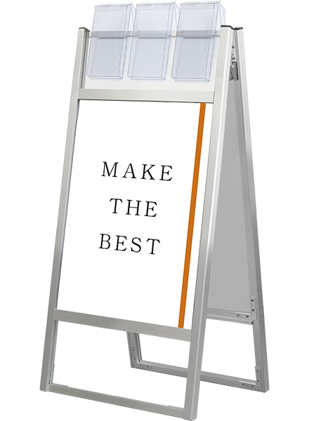 常磐精工 ポスタースタンド フラットオープンスタンド看板パンフレットケース付A2両面 FOSKP-A2R-G|【店舗用品】