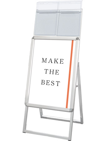 常磐精工 ポスタースタンド ポスターグリップスタンド看板カタログケース付(屋外用) A2片面シルバー PGSKK-A2KS-G|【店舗用品】