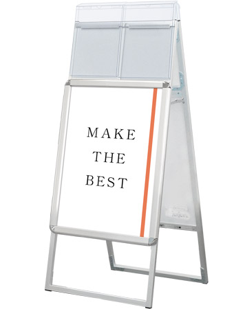 常磐精工 ポスタースタンド ポスターグリップスタンド看板カタログケース付(屋外用) A2両面シルバー PGSKK-A2RS-G|【店舗用品】