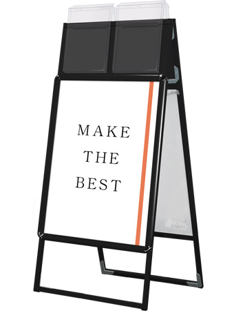 常磐精工 ポスタースタンド ポスターグリップスタンド看板カタログケース付(屋外用) B2両面ブラック PGSKK-B2RB-G|【店舗用品】