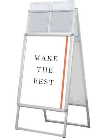 常磐精工 ポスタースタンド ポスターグリップスタンド看板カタログケース付(屋外用) B2両面シルバー PGSKK-B2RS-G|【店舗用品】